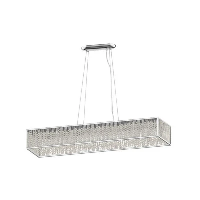 Image of Melenki 11 Light Oblong Chrome Crystal Pendant Ceiling