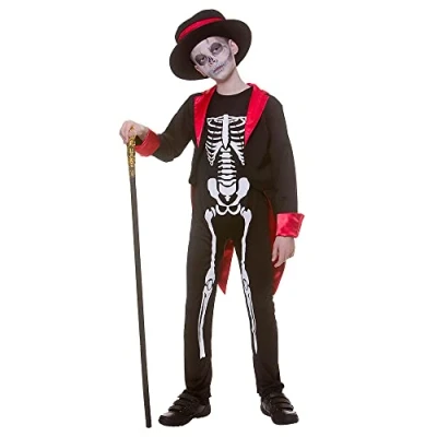Image of Boys Mr Skelebones Halloween Fancy Dress Costume (5 7 Years)