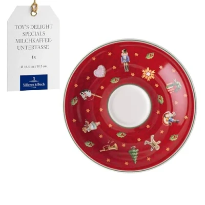 Image of Villeroy &amp; Boch Toy&#039;s Delight Specials Espresso Saucer, Saucer for Cups, Small Porcelain Plate with Christmas Motif, Biscuits, 12 cm Ø, Dishwasher Safe, Microwave Safe