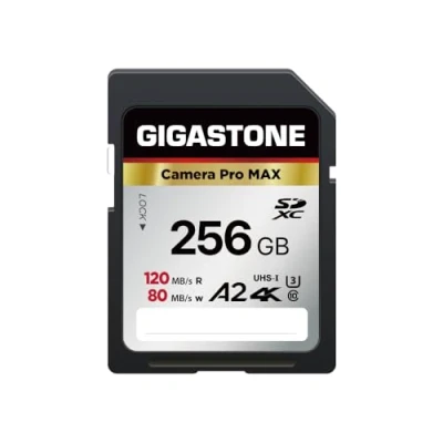 Image of Gigastone A2 V60 256GB SDXC 4K Camera Pro Series Memory Card 120MB/s Speed Compatible with Canon Nikon Sony Panasonic U3 UHS I Class 10 for UHD Video 1 Mini Case