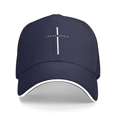 Image of Jesus Christ Cross Baseball Cap Men Women Adjustable Trucker Hat Dad Navy