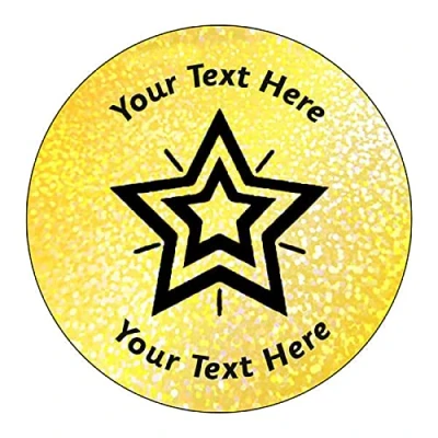 Image of 140 Personalised Holographic Sparkly Shiny Gold Star Motivational School Praise Teachers Reward Stickers 37mm Primary Teaching Services
