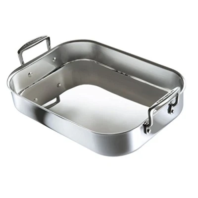 Image of Le Creuset 3 Ply Stainless Steel Rectangular Roaster, 35 cm, Silver, 96102270000000