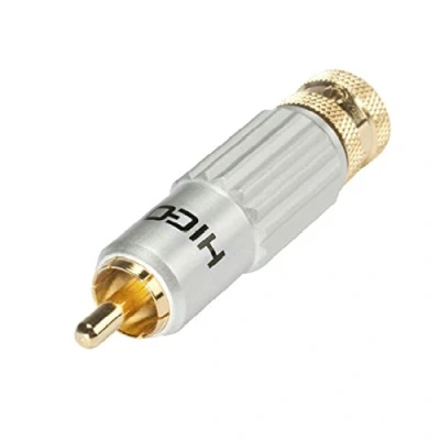 Image of HiCon HI CM13 Locking Phono RCA Connector. Black Plug