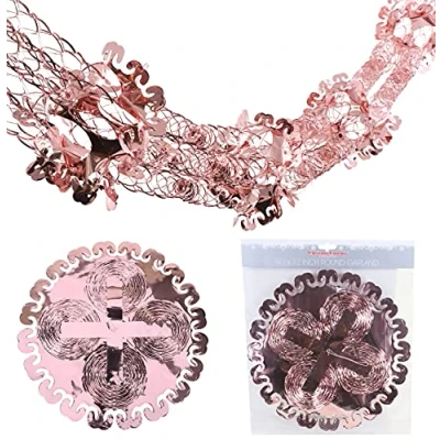 Image of Christmas Concepts® 9ft x 1ft Large Round Foil Garland Festive Hanging Decorations Trimming (Rose Gold)