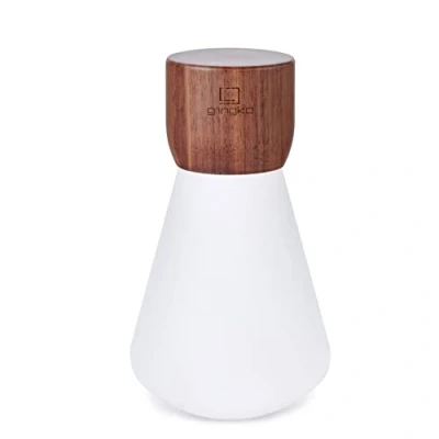 Image of Gingko Pentagon Desk Dimmable 7 Colour Changing RGB LED Bulb with Non Fragile Acrylic Glass and FSC Certified Wood, Mood Light, USB C Charging, Touch Control, Premium Gift Box (Large, Walnut)