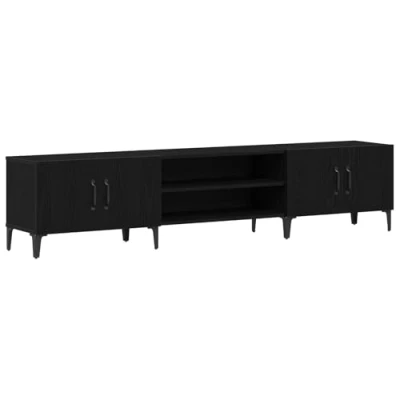Image of vidaXL Black Oak TV Cabinet Engineered Wood Media Console Stand with Large Storage for Living Room &amp; Home Theater