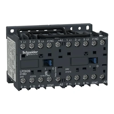 Image of Schneider Electric, TeSys K, LP2K0901BD, Reversing contactor 3P AC 3 440 V 9 A 1 NC 24 DC coil