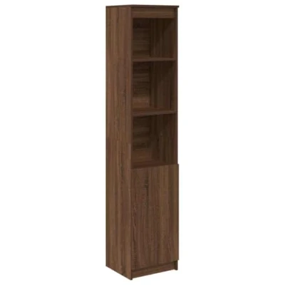 Image of vidaXL Highboard Brown Oak Storage Cabinet Engineered Wood Tall with Shelves and Doors 50x35x180 cm