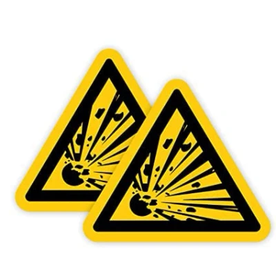 Image of Pack of 2 Explosive thing sign Stickers(150 x 150 mm) with waterproof Caution Hazard Stickers #WN003 Limited