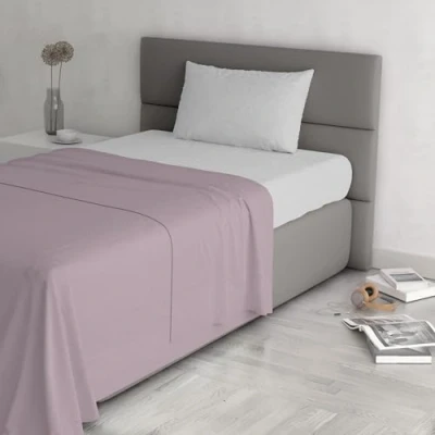 Image of Trend Chic Bed Set 100% Cotton Made in Italy, Single, Antique Pink