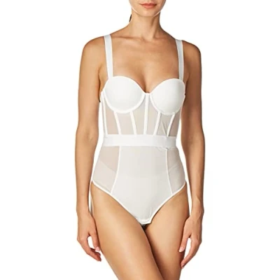 Image of DKNY Intimates Sheers Cupped Strapless Bodysuit Body, Women&#039;s, Size: 32B, White