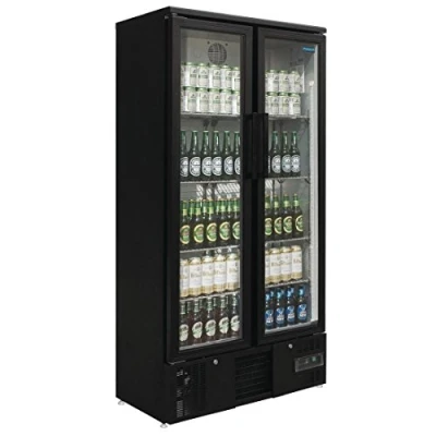 Image of Polar Refrigeration G Series 400W Upright Back Bar Cooler Display Fridge with Hinged Doors 490 Litre, Black, 2C to 8C, 1880(H)x920(W)x514(D)mm, 8 Shelves, Energy Rating C GJ449
