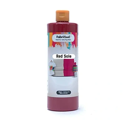 Image of FabriCoat Fabric Paint Used for Restoring or Changing the Colour of Upholstery, Soft Furnishings, Car Interiors, Clothing, &amp; Footwear. (500ml, Red Sole)