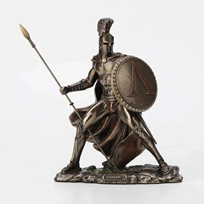 Image of Veronese Design Greek King Leonidas Battle Warrior of Sparta Bronze Finished Tabletop Statue
