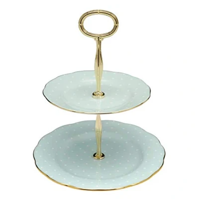Image of Royal Albert Modern Vintage POLROS25866 Two Tier Cake Stand Polka Rose, Fine Bone China
