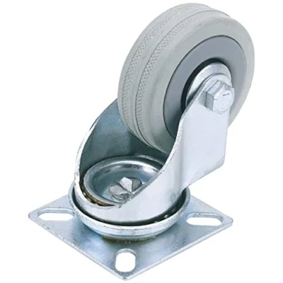 Image of Draper Swivel Plate Fixing Rubber Castor, 100mm Diameter, S.W.L. 80kg