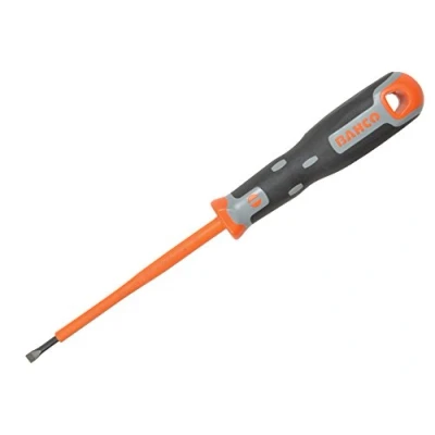 Image of Bahco 33040100 Slotted Insulated Screwdriver, Black/Orange, 200/4.0 x 0.8 mm