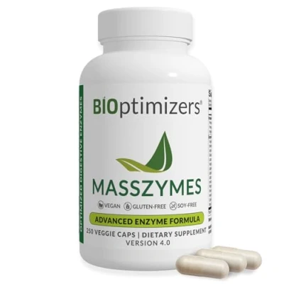 Image of BiOptimizers MassZymes Digestive Enzyme Supplement for Better Absorption Relief from Bloating, Constipation, and Gas Men &amp; Women Contains Lipase, Amylase Bromelain 250 Capsules