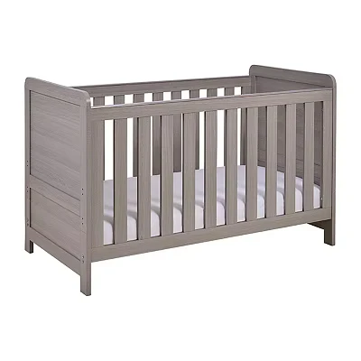 Image of Babymore Caro Cot Bed Grey Wash Baby With Teething Rail Without Mattress, Convertible to Toddler 3 Adjustable Mattress Base Positions Up 5 Years