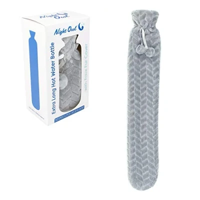 Image of Anika 2L Grey Faux Fur Long Hot Water Bottle