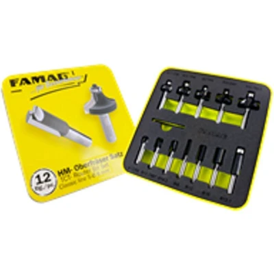 Image of FAMAG TCT Router Bit Set &#039;Classic Line&#039; 12 Pieces in Metal Box, 3381812