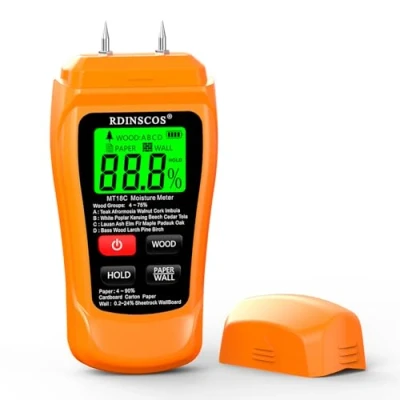 Image of Wood Moisture Meter Two Pins Digital Wall Detector Paper Humidity Tester for Building Material Firewood Walls Floor