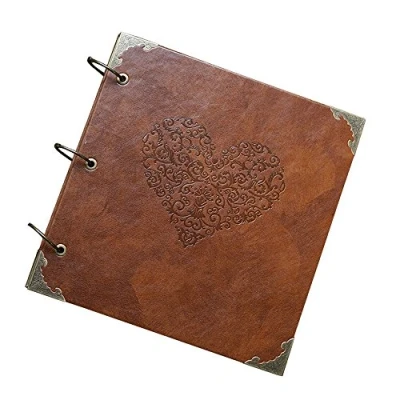Image of Agent T Vintage Scrapbook, Leather Self Adhesive Photo Album Anniversary Wedding Guest Book