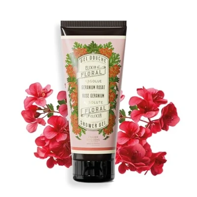 Image of Panier des Sens Rose Geranium Shower Gel Body Wash for Women &amp; Men With Olive Oil Moisturising 96% Natural Ingredients Made in France, SLS Free Vegan 200ml