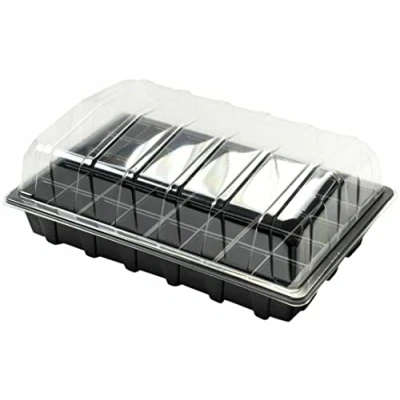 Image of Muddy Hands Pack of 2 40 Cell Plastic Propagator Tray Set With Lid Garden Greenhouse Seed Seedling Plug Growing Germination Trays (Base Come Drainage Holes)
