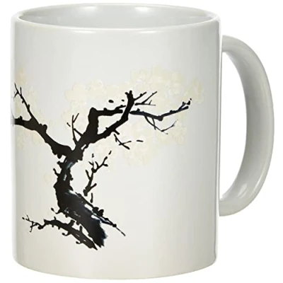 Image of Kikkerland Cherry Blossom Morph Mug, Porcelain, White, 1 Count (Pack of 1)