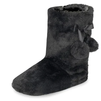 Image of DUNLOP Ladies Womens Slippers Full Bootie Boots Faux Fur Memory Foam Shoes Sizes 3 9