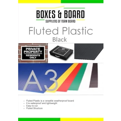 Image of 25 x A3 sheets of Black Correx plastic fluted sheet display board
