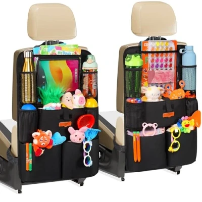 Image of SURDOCA Car Organiser Seat 4th Generation Enhanced Back for up to 11 inch Tablet Holder, 8 Pockets, Kids Toy Storage, Water Proof Protector