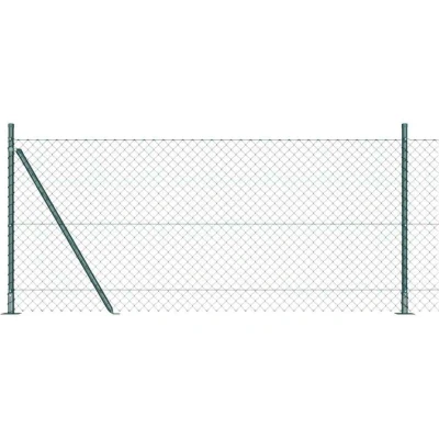 Image of vidaXL Chain Link Fence with 7 Flanged Posts 1x10 m Galvanised Steel