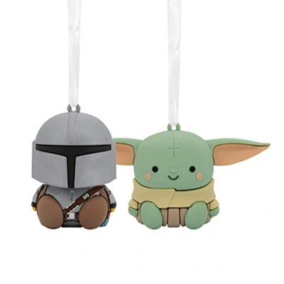 Image of Hallmark Better Together Star Wars: The Mandalorian and Grogu Magnetic Christmas Ornaments, Set of 2, Shatterproof