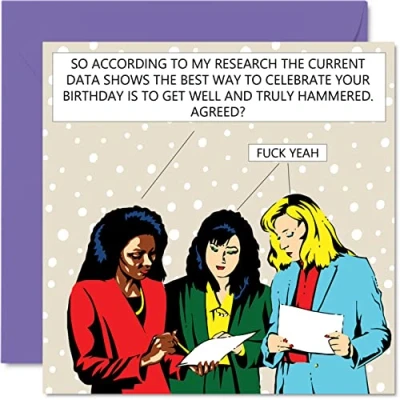 Image of Rude Birthday Cards for Women Important Business Happy Card Best Friend Work Colleague Sister Cousin Auntie Nan Mum, 145mm x Funny Banter Bday Greeting Her