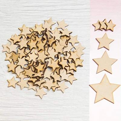 Image of Wooden Christmas Stars 40mm Pack of 30 Laser Cut Craft Shape Card Making Embellishment