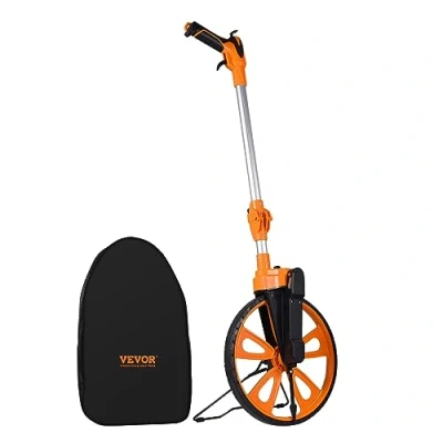 Image of VEVOR Measuring Wheel in Inches, 317.5 mm Diameter Wheel, Centerline Design w/Handbrake, 959.1 520mm Telescoping Measure Wheel,Measurement 0 9,999m with Bag, for Lawn/Hard/Soft/Wood Road