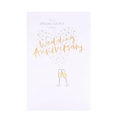 Image of UK Greetings Wedding Anniversary Card for A Special Couple Heart &amp; Champagne Design Thinking of You Range