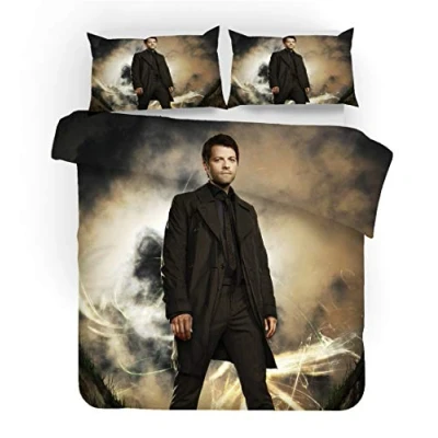 Image of NICHIYO Supernatural Season Bed Linen Set, Duvet Cover and Pillowcase, Microfibre, 3D Digital Print Three Piece Bedding (Duvet + Pillowcases) (2, King 240 x 220 cm)