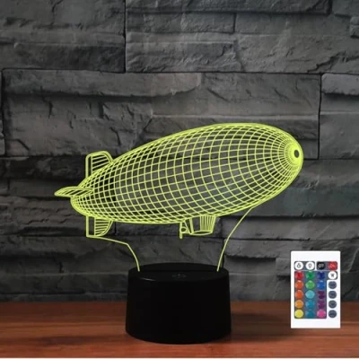 Image of FLRXHK Submarine 3D Illusion Night Light Touch Table Desk Lamp with Remote Control 16 Colors Optical USB LED for Kids Gift Room Decoration
