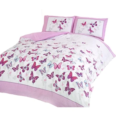 Image of Art Flutter Butterfly Pink and White Single Duvet Cover Set Bedding Bedlinen, Cotton Polyester, 1 piece
