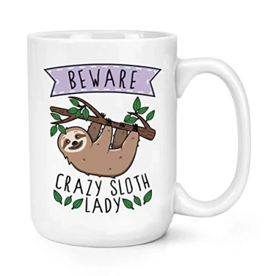 Image of Beware Crazy Sloth Lady 15oz Large Mug Cup