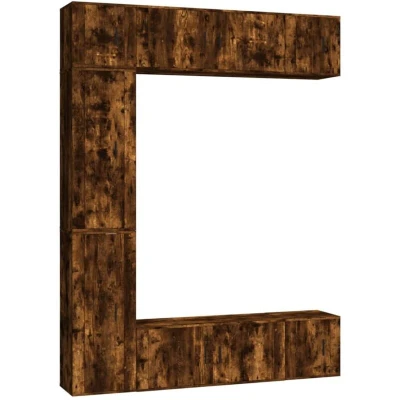 Image of vidaXL 7 Piece TV Cabinet Set Smoked Oak Engineered Wood