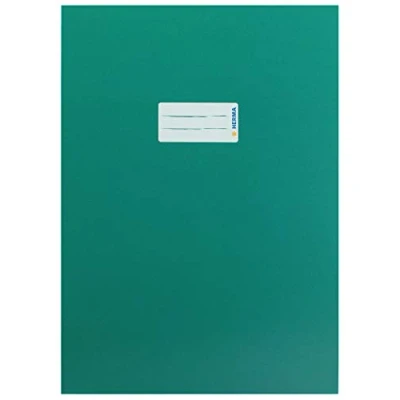 Image of HERMA Cardboard Exercise Book cover A4, with inscription field, made of extra strong cardboard, slip on jackets for school, green