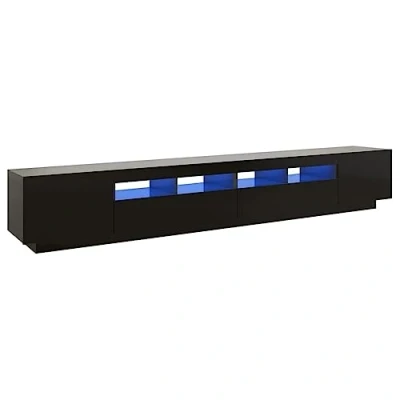 Image of vidaXL Trendy Black TV Cabinet with LED Lights, Durable Engineered Wood, Ample Space for Media Storage, RGB Colours Changing Perfect Living Room and Lounge