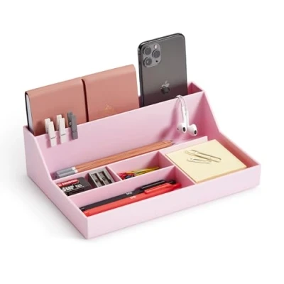 Image of Miquelrius Desktop Organiser Tray, Desk Organiser, Size 250 x 175 72 mm, Colour Pink