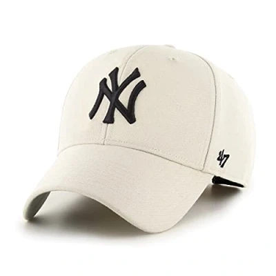 Image of 47 MLB New York Yankees MVP Unisex Baseball Cap : Adjustable Hook &amp; Loop Strap Black Logo Colour Natural