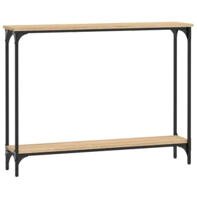 Image of vidaXL Console Table in Sonoma Oak Engineered Wood Stylish Hall End Sofa with Adjustable Feet and Metal Frame for Living Room